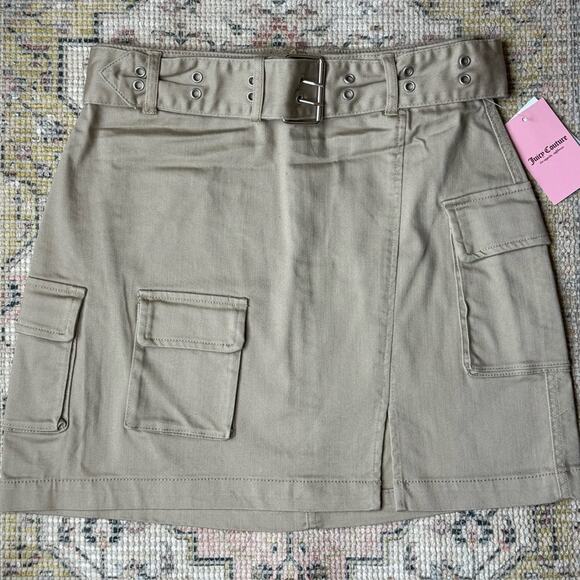New Juicy Couture Belted Cargo Mini Skirt in Nomad Brown Tan Women’s 29 - Picture 3 of 7